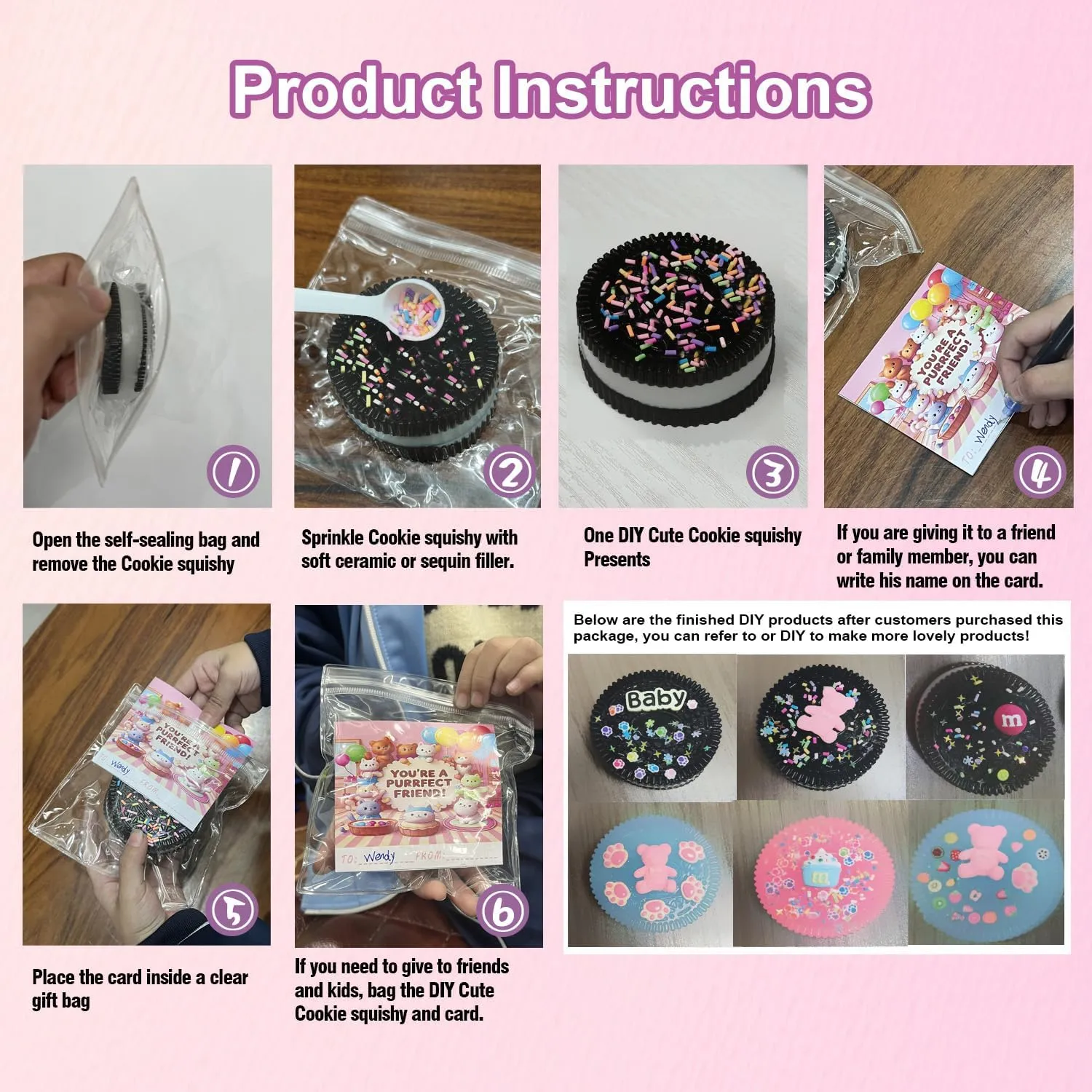 8Pcs Big Cookie Squishie, Cute Dessert Cookie Shape Kawaii Mochi Squishy Sensory Toys, Fidget Stress Relief Toys, Sticky Squishies for Kids, Fun Novelty Sensory Stress Relief Toys