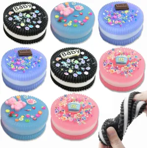 8Pcs Big Cookie Squishie, Cute Dessert Cookie Shape Kawaii Mochi Squishy Sensory Toys, Fidget Stress Relief Toys, Sticky Squishies for Kids, Fun Novelty Sensory Stress Relief Toys