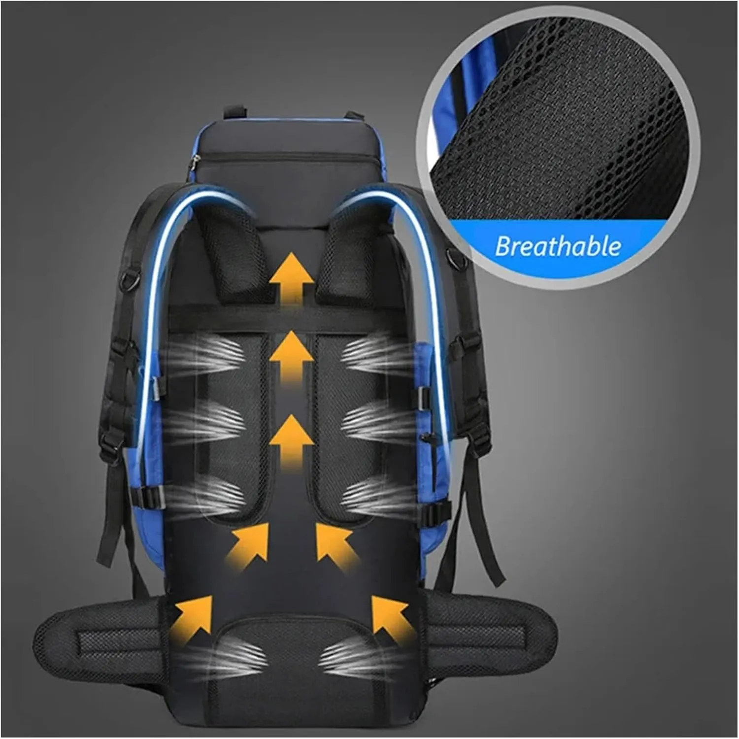 90L Hiking Camping Backpack Trekking Bag Rucksack Large Capacity Travel Outdoor Sports Bags Camping Equipment Men(Blue ad cover)