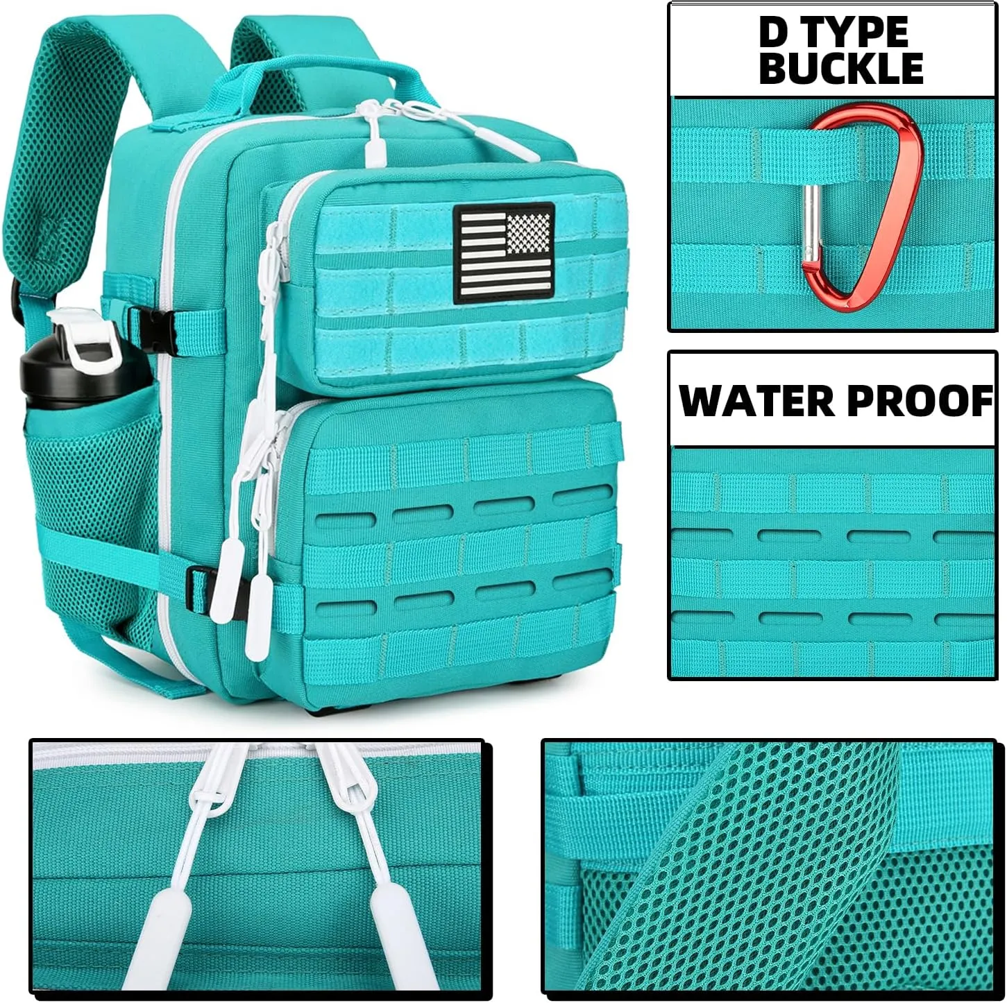9L Mini Tactical Backpack 9L Assault Pack 9L Tactical Backpack Hiking Fitness Backpack（Lake Blue）