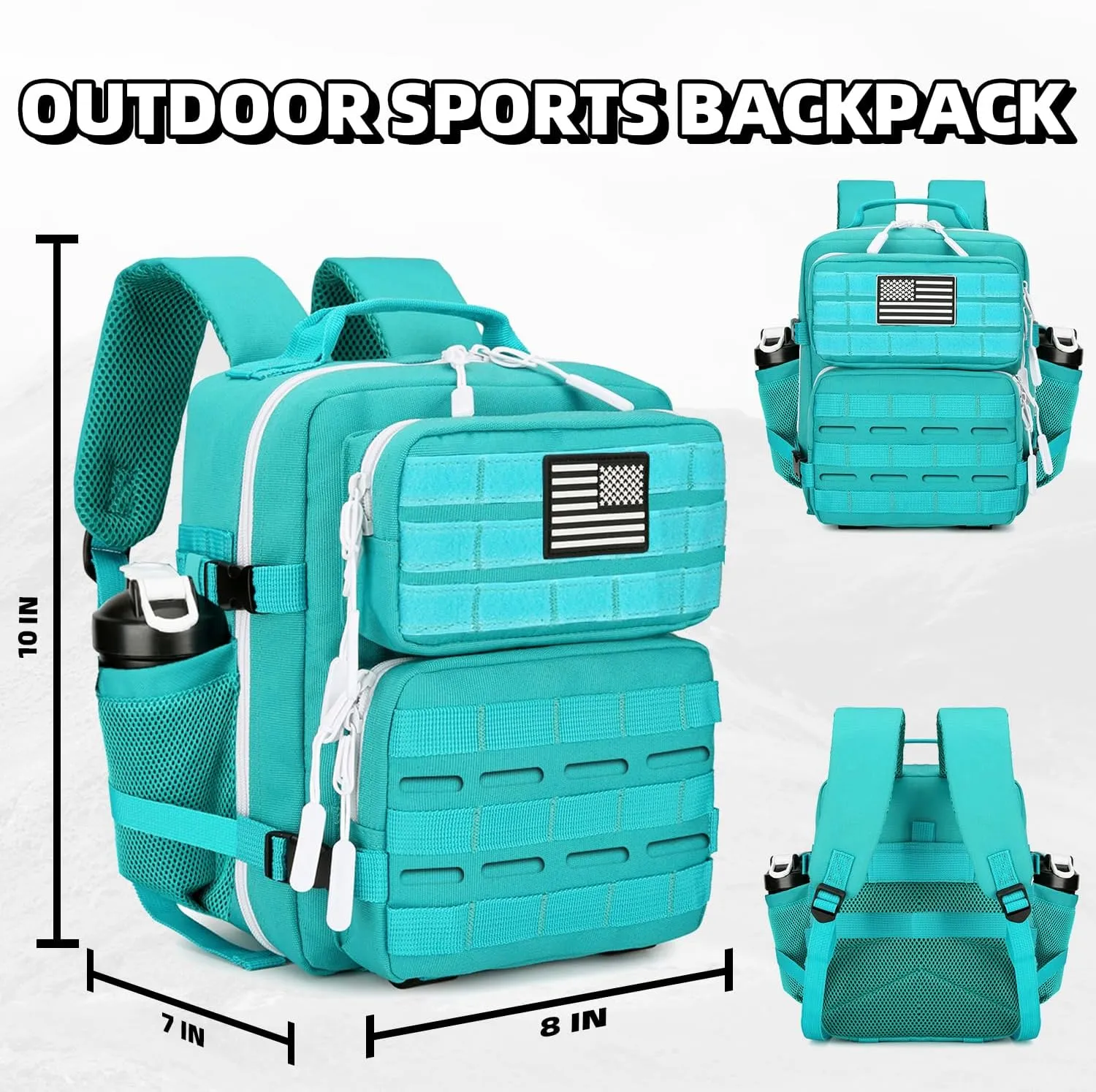9L Mini Tactical Backpack 9L Assault Pack 9L Tactical Backpack Hiking Fitness Backpack（Lake Blue）