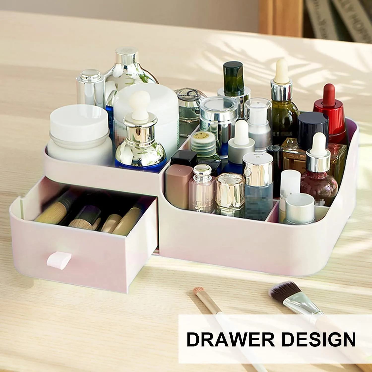 Abiudeng Makeup Organizer for Cosmetic,Small Makeup Organizer with Drawers,Skincare Organizer,Bathroom Organizer for Lipsticks,Jewelry,Nail Care,Skincare,Eyeshadows-Small Pink