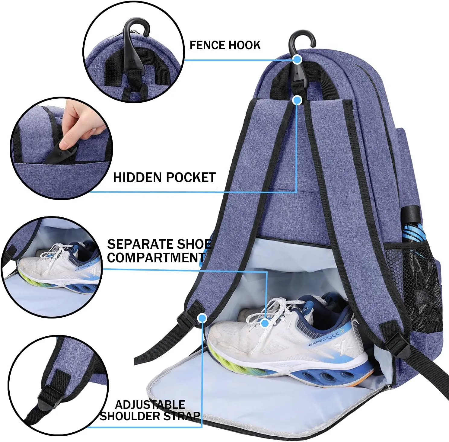 ACOSEN Tennis Bag Tennis Backpack - Large Tennis Bags for Women and Men to Hold Tennis Racket,Pickleball Paddles, Badminton Racquet, Squash Racquet,Balls and Other Accessories