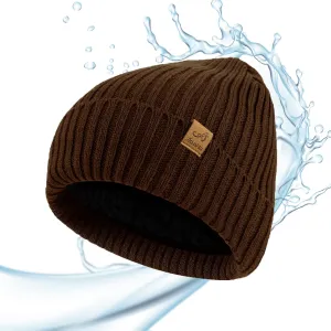 ACUSHLA Waterproof Windproof Cuff Beanie - Thick Fleece Lined Knit Winter Hat for Men & Women Warm Watch Cap for Cold Weather