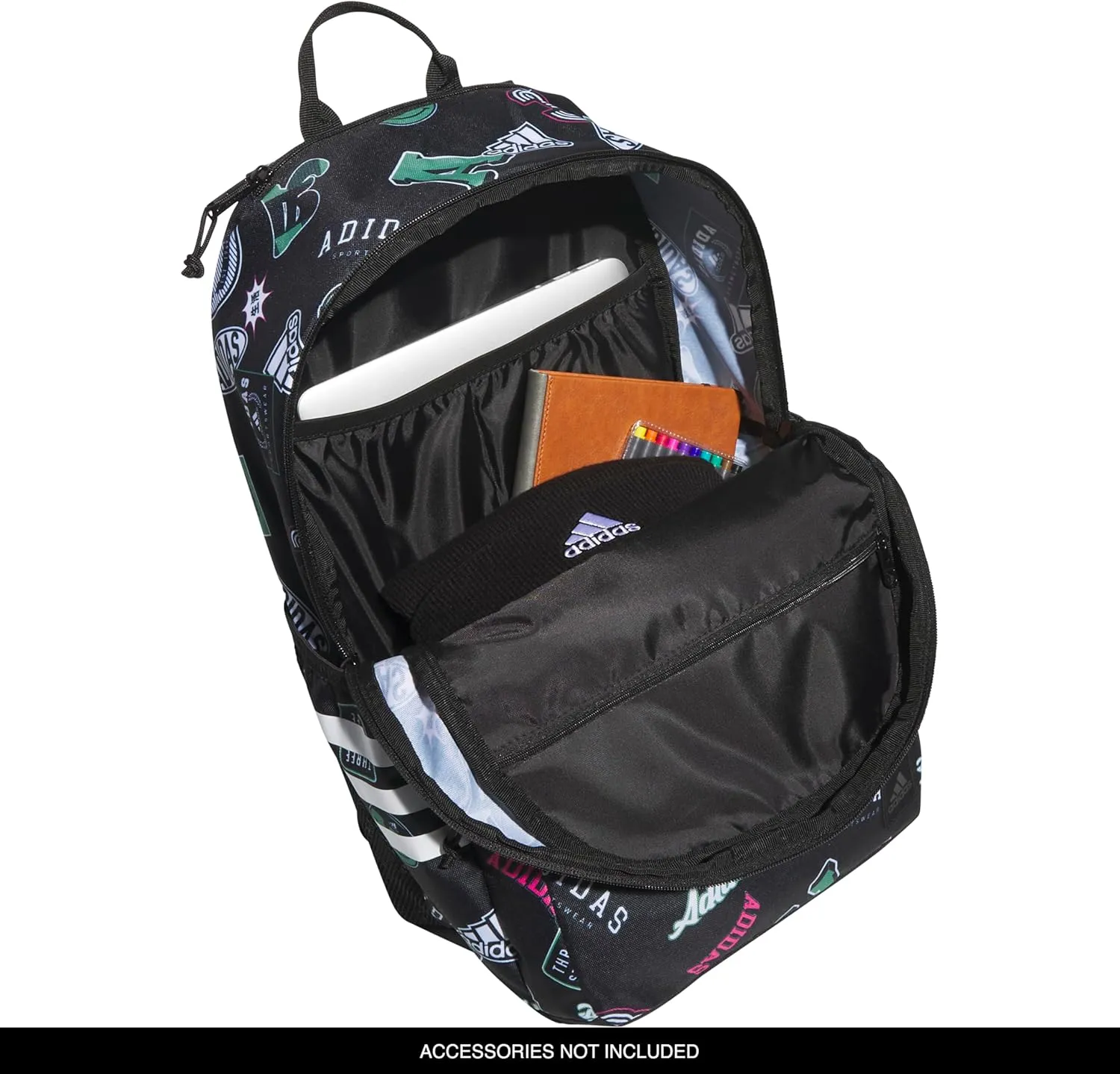 adidas 3-Stripe Classic Backpack for Men and Women, Bag with Laptop Sleeve, Rec League Black/White/5.0, One Size