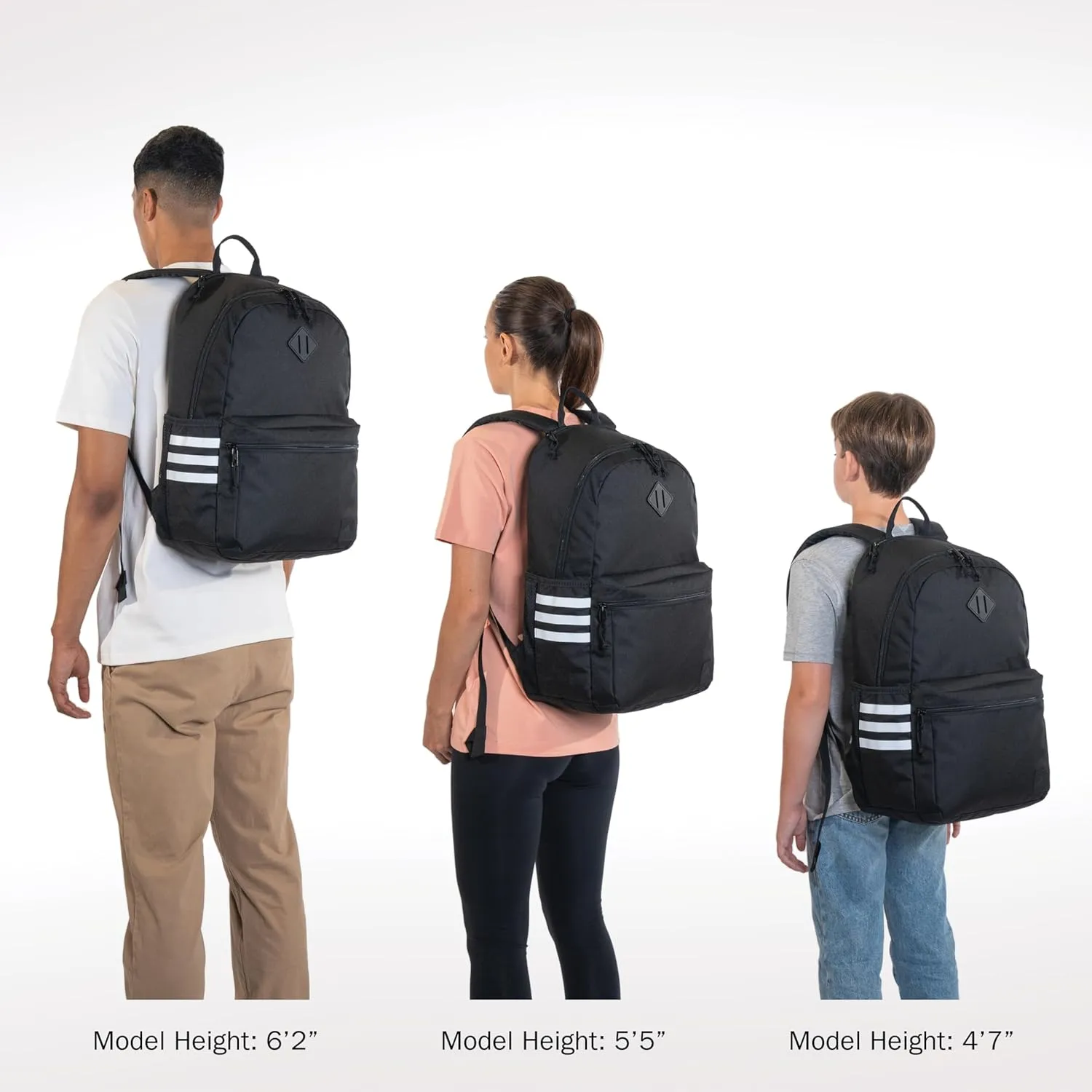 adidas 3-Stripe Classic Backpack for Men and Women, Bag with Laptop Sleeve, Rec League Black/White/5.0, One Size