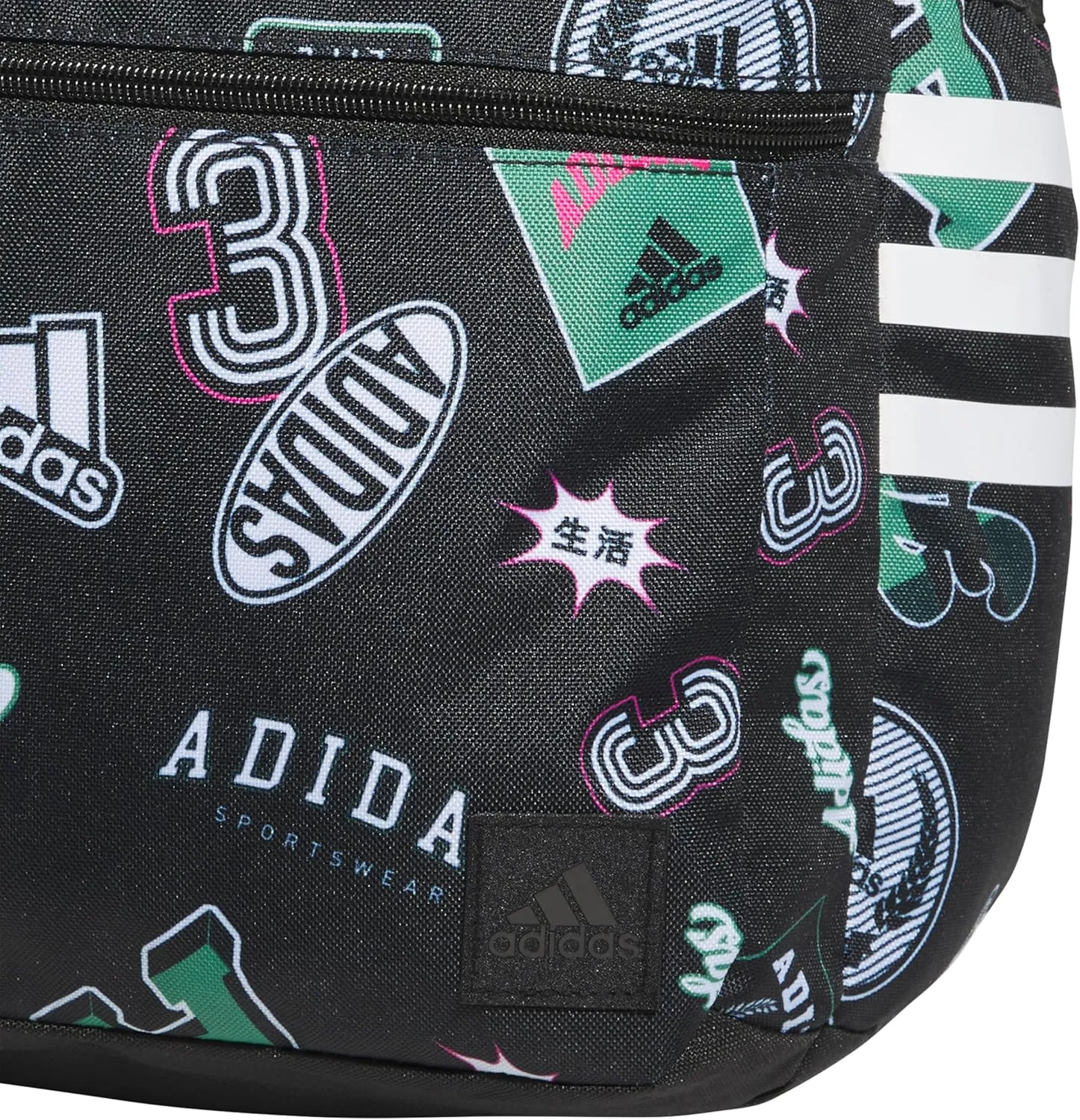 adidas 3-Stripe Classic Backpack for Men and Women, Bag with Laptop Sleeve, Rec League Black/White/5.0, One Size
