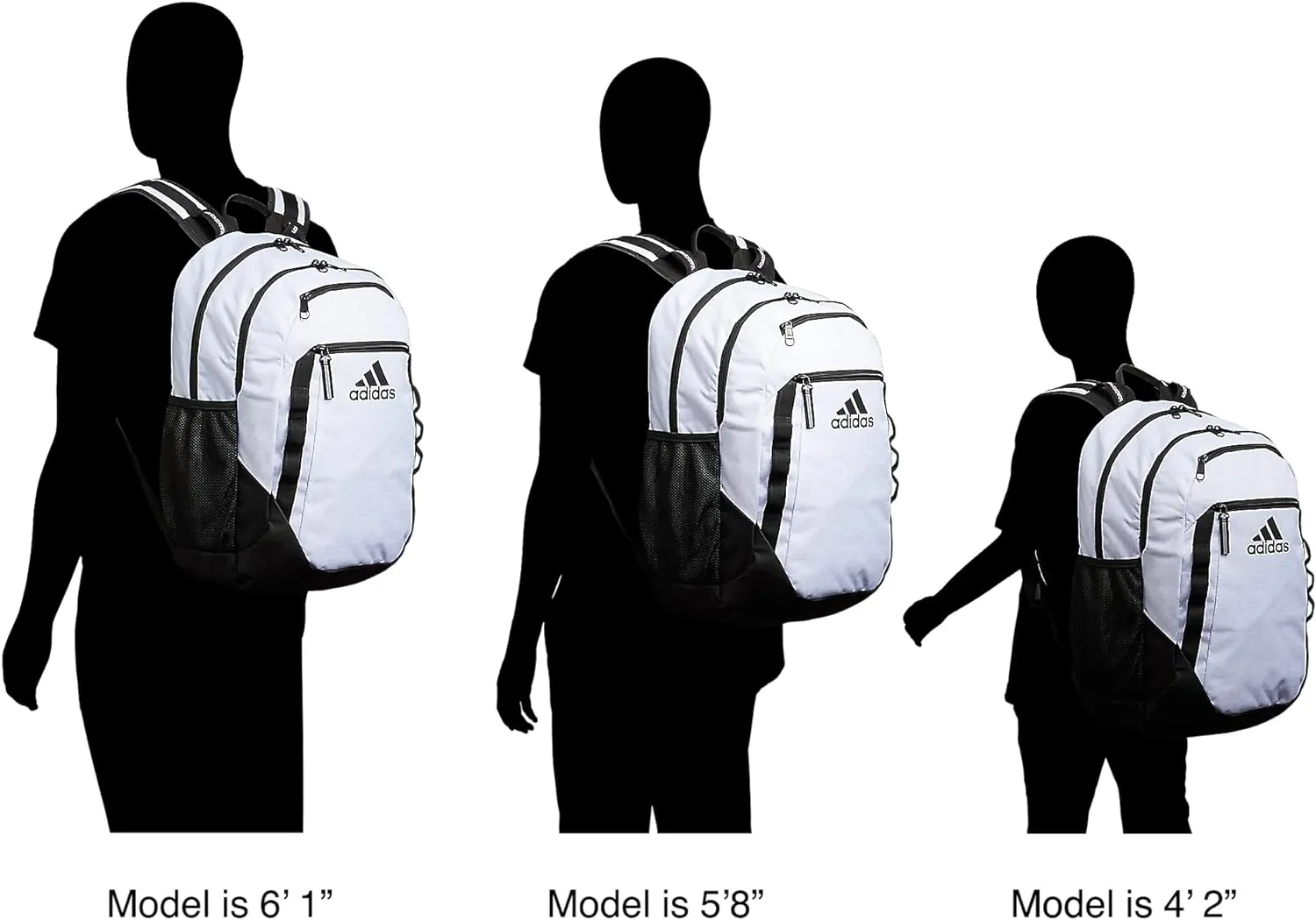 adidas Excel Backpack, Durable Large Athletic Laptop Bag, Jersey Black/Black/White FW21, One Size