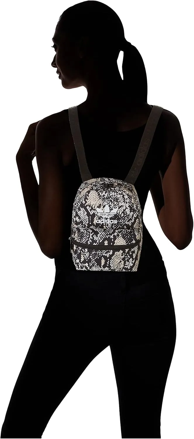 adidas Originals Trefoil 2.0 Mini Backpack Small Travel Bag, Python Black-Sand Strata/Black, One Size