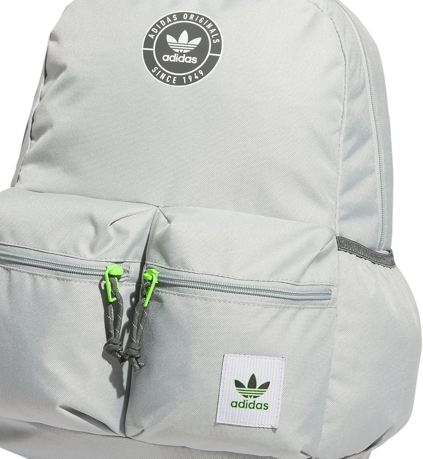 adidas Originals Trefoil 3.0 Backpack, Stone Grey/Lucid Lime Green/Grey Six, One Size