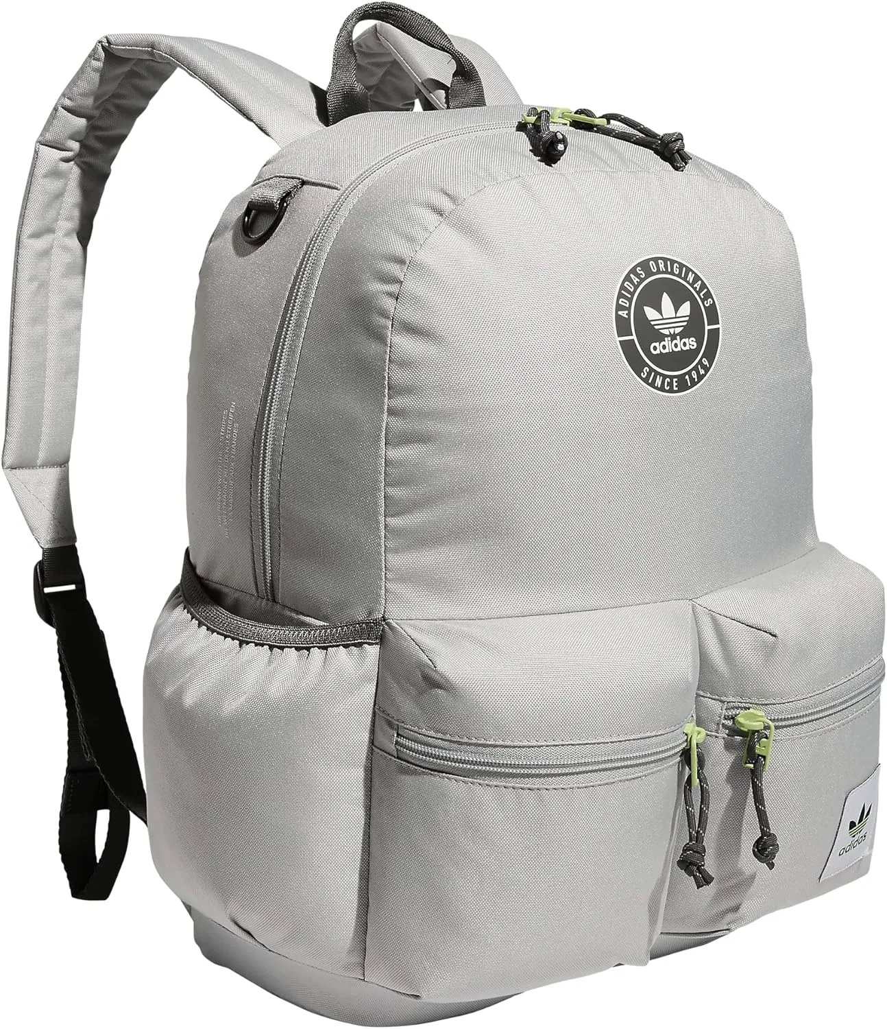adidas Originals Trefoil 3.0 Backpack, Stone Grey/Lucid Lime Green/Grey Six, One Size
