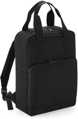 Adults Travel Use Shoulder Strap Twin Handle Bag Rucksack Icon Roll Top Backpack Black One Size