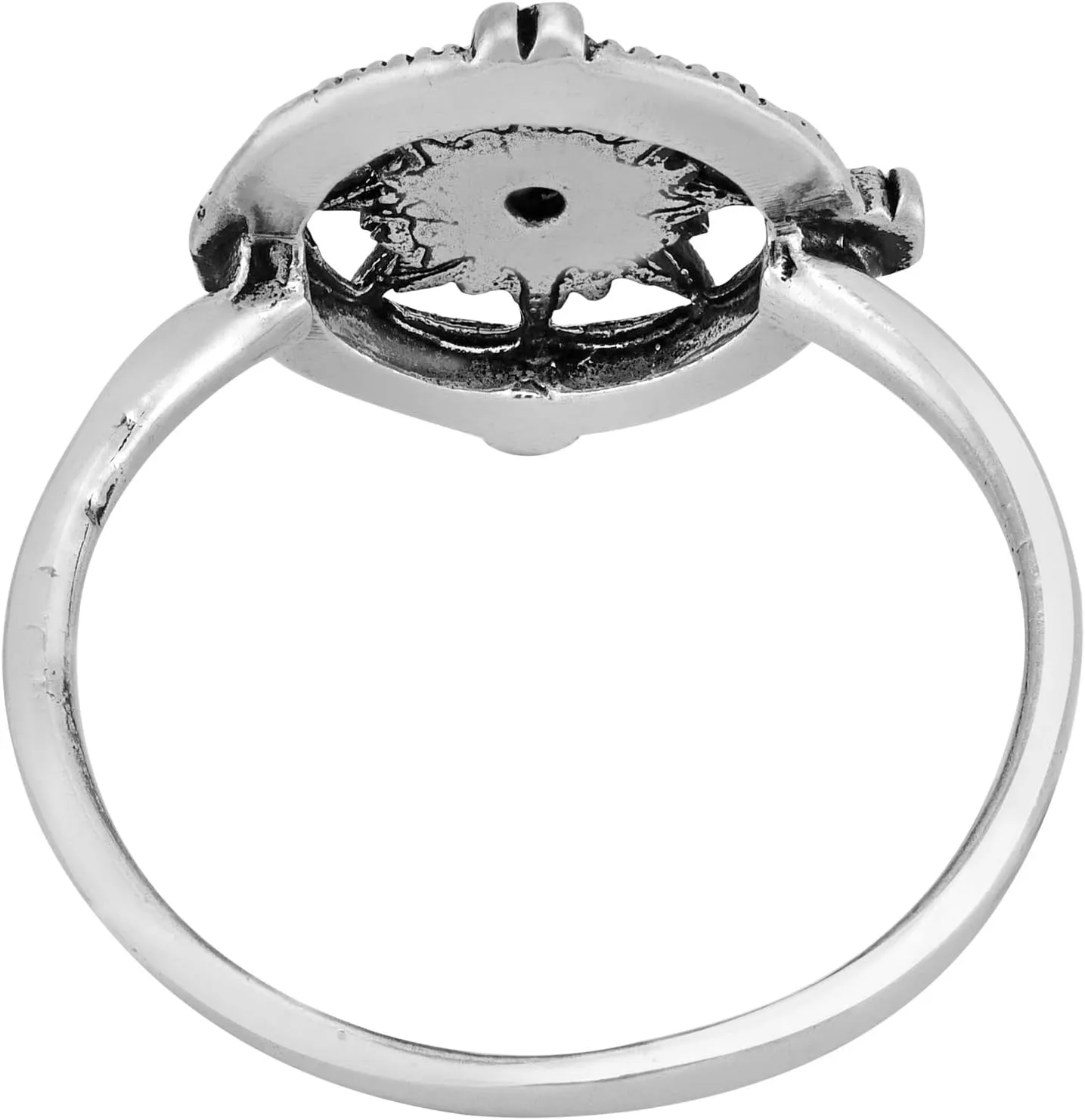 AeraVida North Star Traveller Navigation Compass .925 Sterling Silver Band Ring