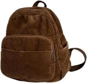 Aesthetic Backpack Mini Classic Corduroy College Backpack for Women Cute Retro Grunge Backpack Casual Daypack (One Size,Brown)
