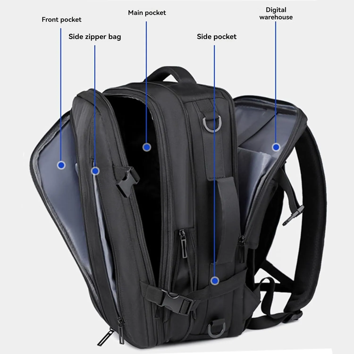 Airback Backpack, Expandable Backpack with Vacuum Compression, Travel Backpack with Vacuum Compression (Type-F)
