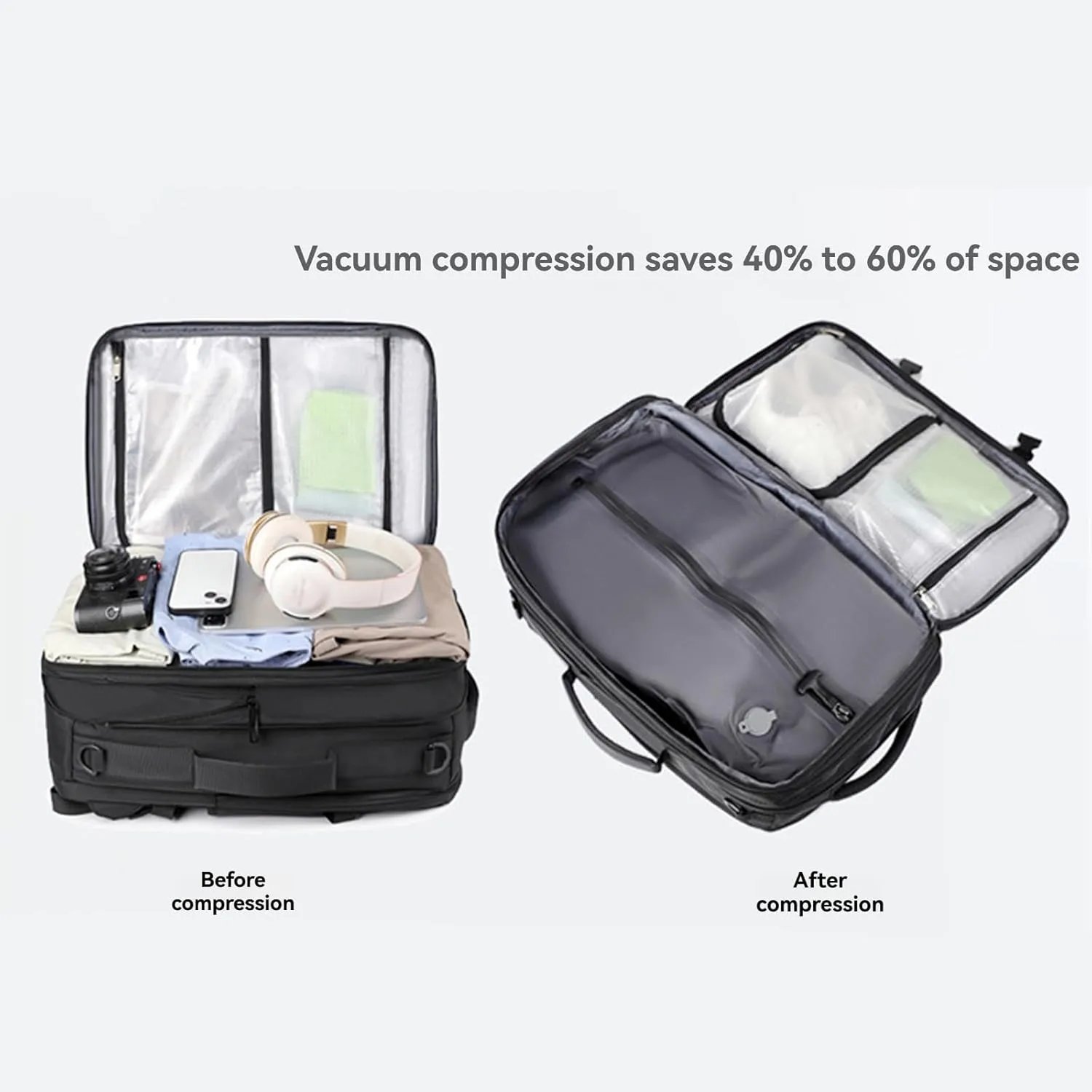 Airback Backpack, Travel Backpack with Vacuum System, Expandable Backpack with Vacuum Compression (Style D,One Size)