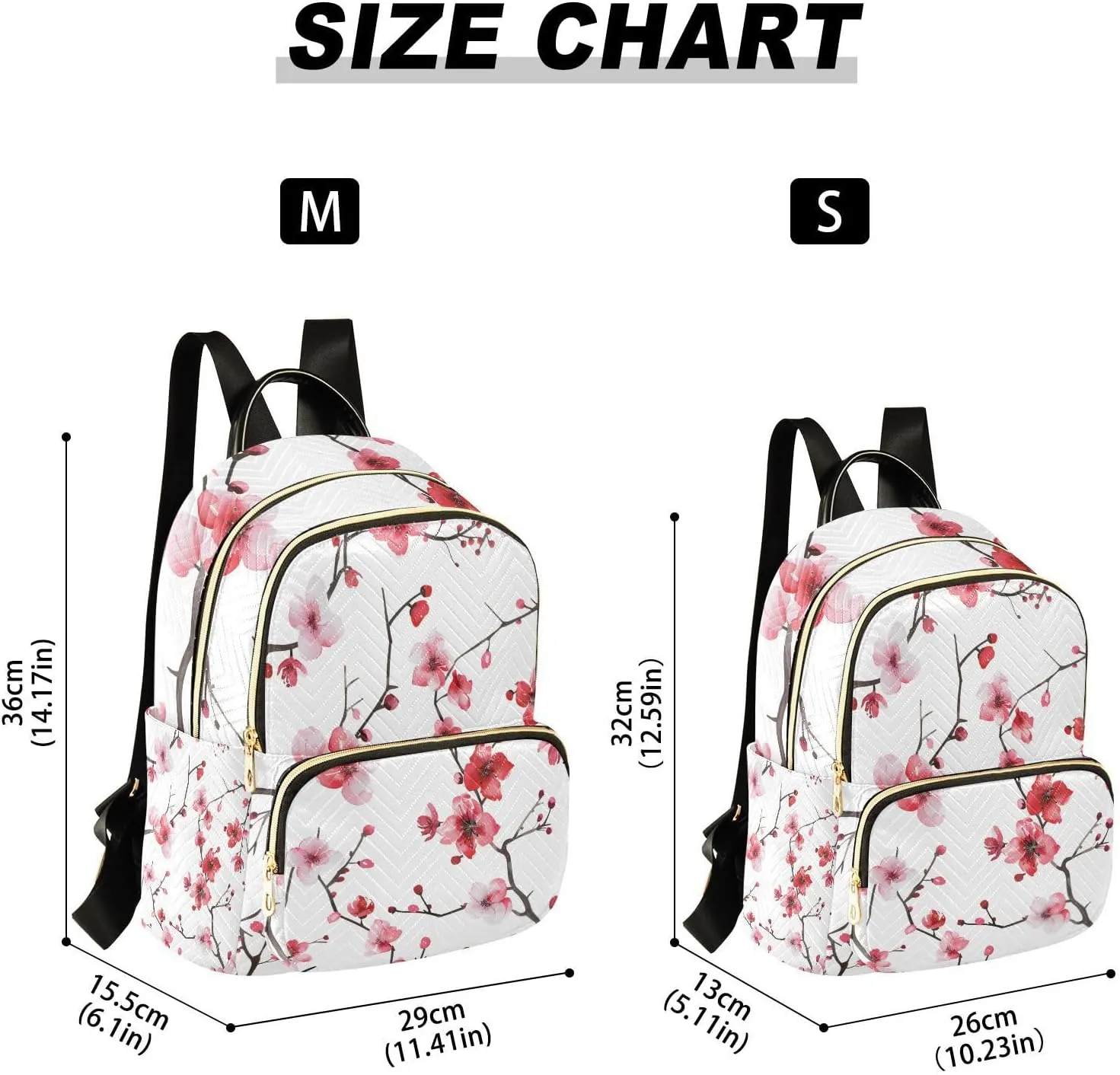 ALAZA Cherry Blossoms Pink Red Small Backpack Purse for Women Travel Bag Lightweight Shoulder Bag Fashion Daypack