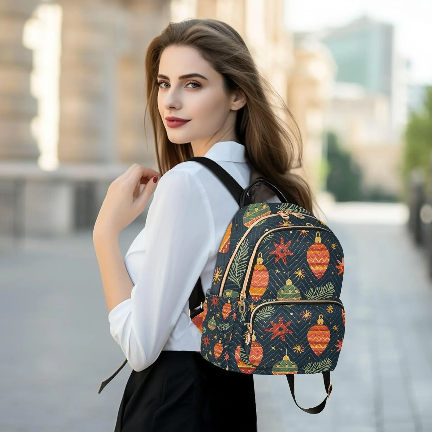 ALAZA Christmas Lantern Mini Backpack Purse for Women Travel Bag Lightweight Shoulder Bag Fashion Daypack