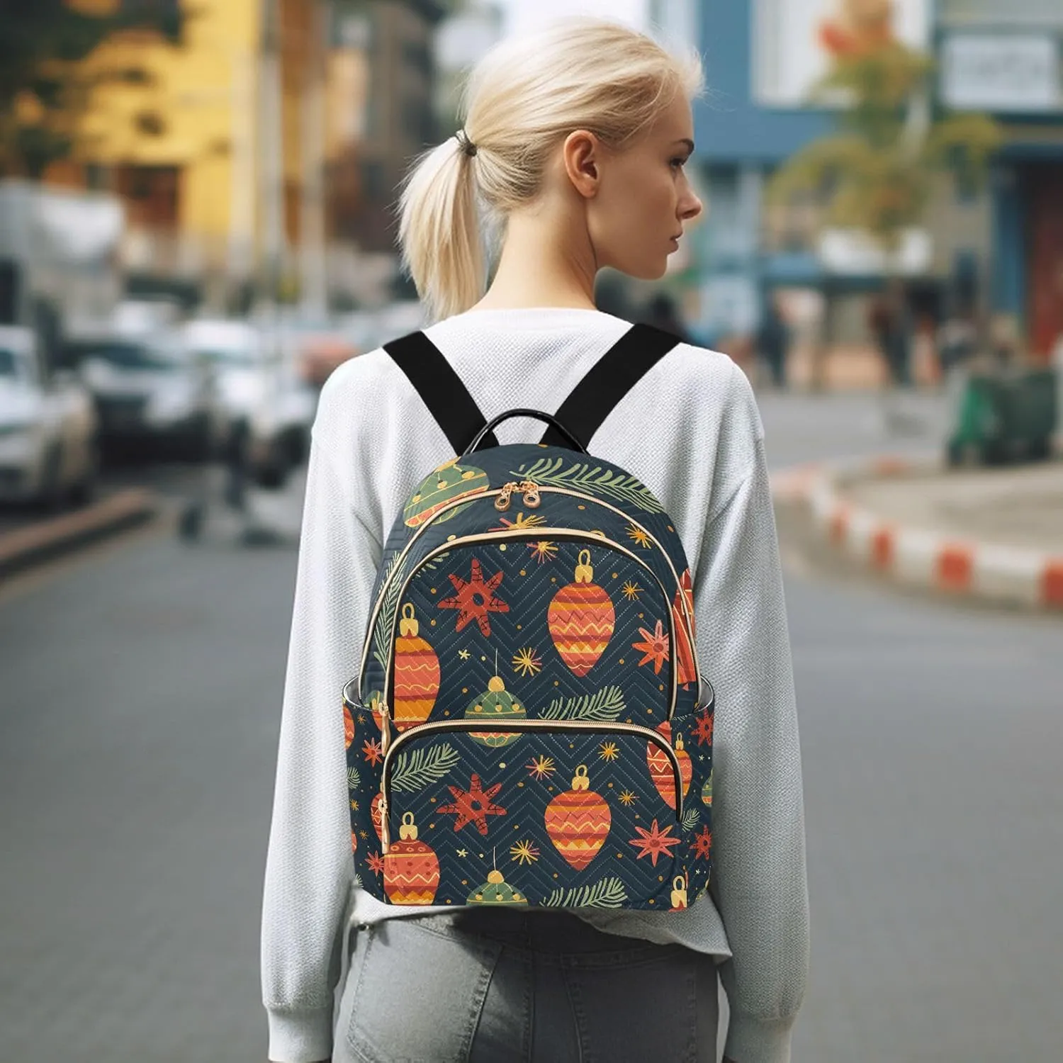 ALAZA Christmas Lantern Mini Backpack Purse for Women Travel Bag Lightweight Shoulder Bag Fashion Daypack