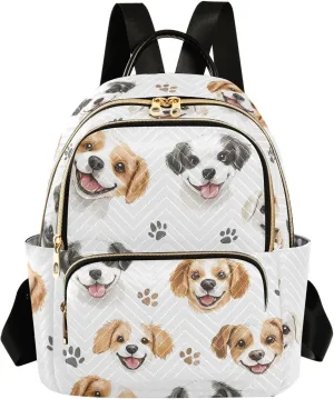 ALAZA Mini Backpack for Women Dogs Footprints Travel Backpack Purse for Ladies Handbag Shoulder Bag Casual Daypack, M