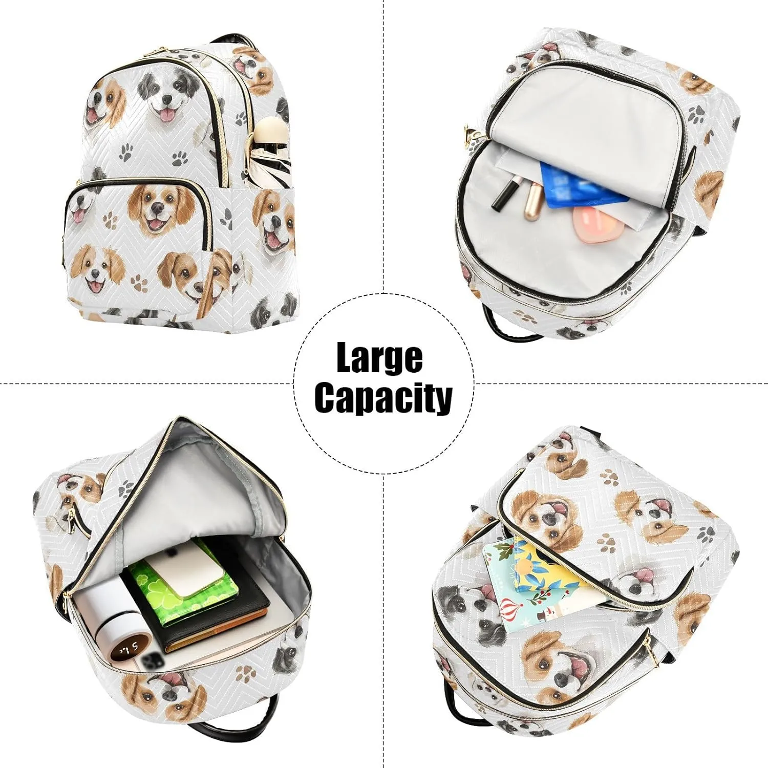 ALAZA Mini Backpack for Women Dogs Footprints Travel Backpack Purse for Ladies Handbag Shoulder Bag Casual Daypack, M