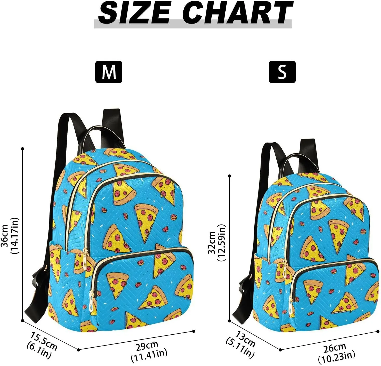 ALAZA Mini Backpack for Women Pizza Slices Bule Travel Backpack Purse for Ladies Handbag Shoulder Bag Casual Daypack, M