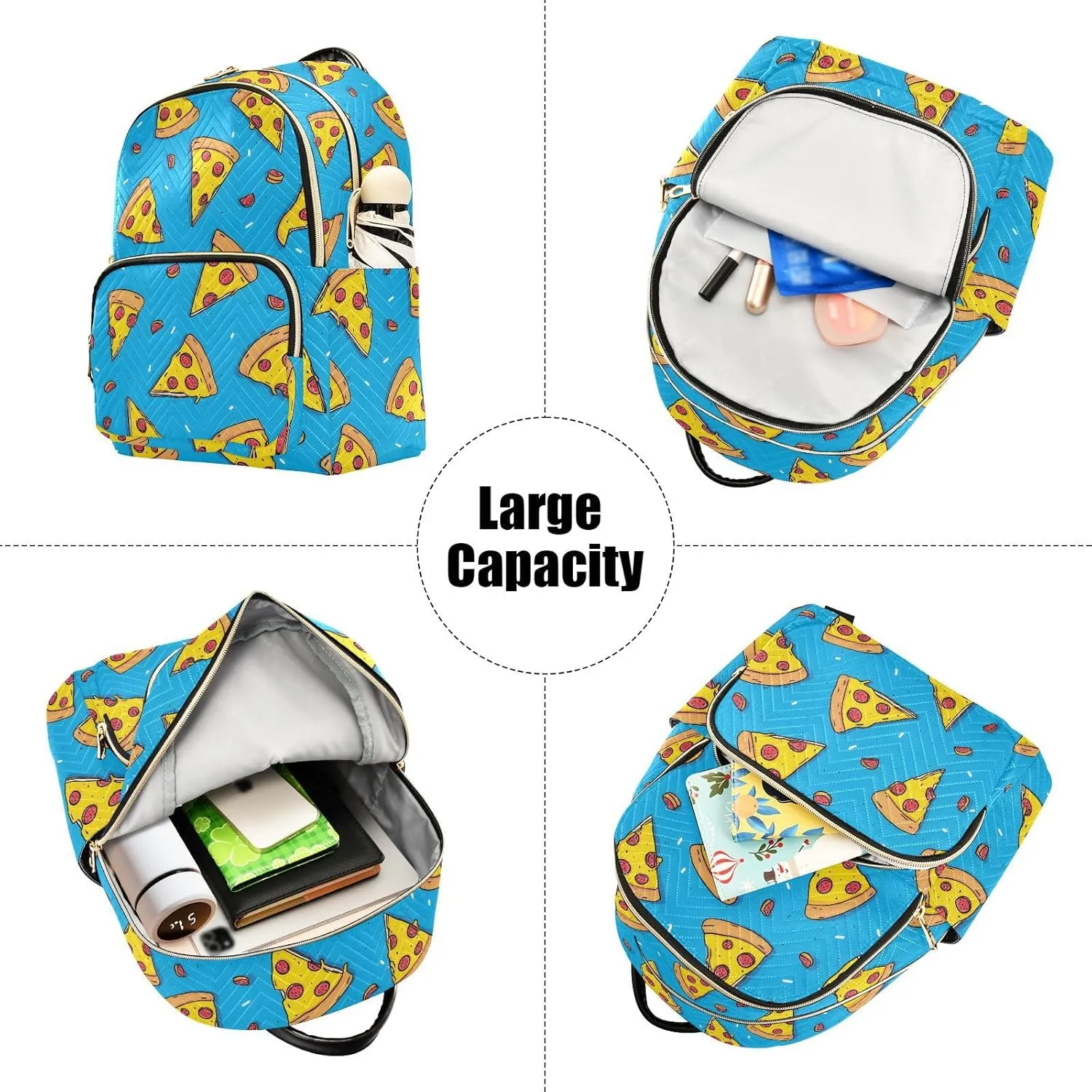 ALAZA Mini Backpack for Women Pizza Slices Bule Travel Backpack Purse for Ladies Handbag Shoulder Bag Casual Daypack, M