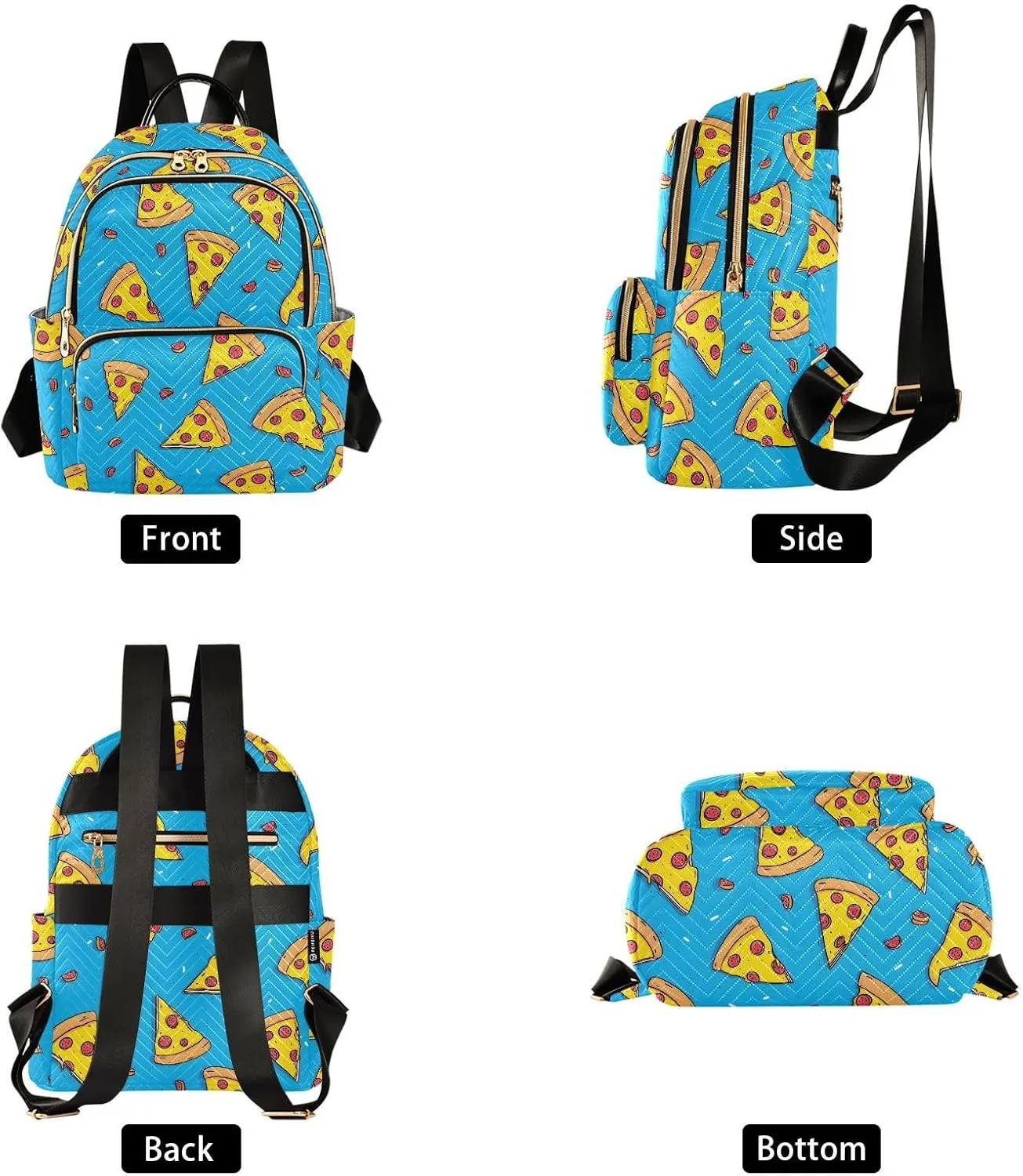 ALAZA Mini Backpack for Women Pizza Slices Bule Travel Backpack Purse for Ladies Handbag Shoulder Bag Casual Daypack, M