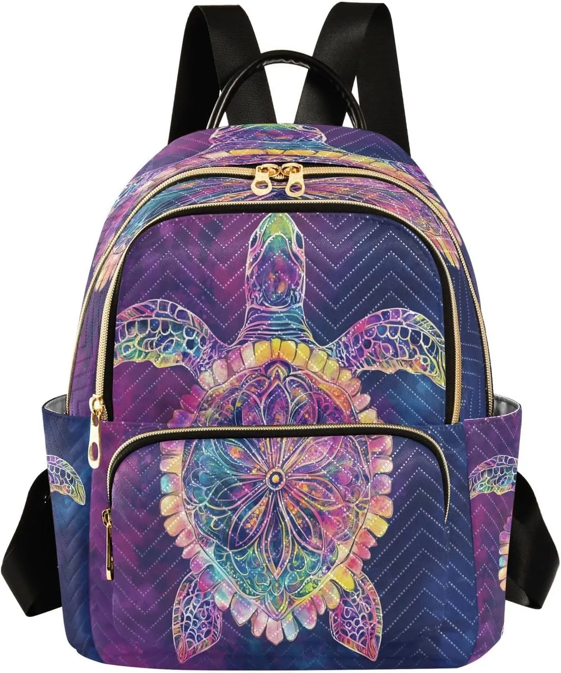 ALAZA Mini Backpack for Women Turtle Colorful Mandala Travel Backpack Purse for Ladies Handbag Shoulder Bag Casual Daypack, M