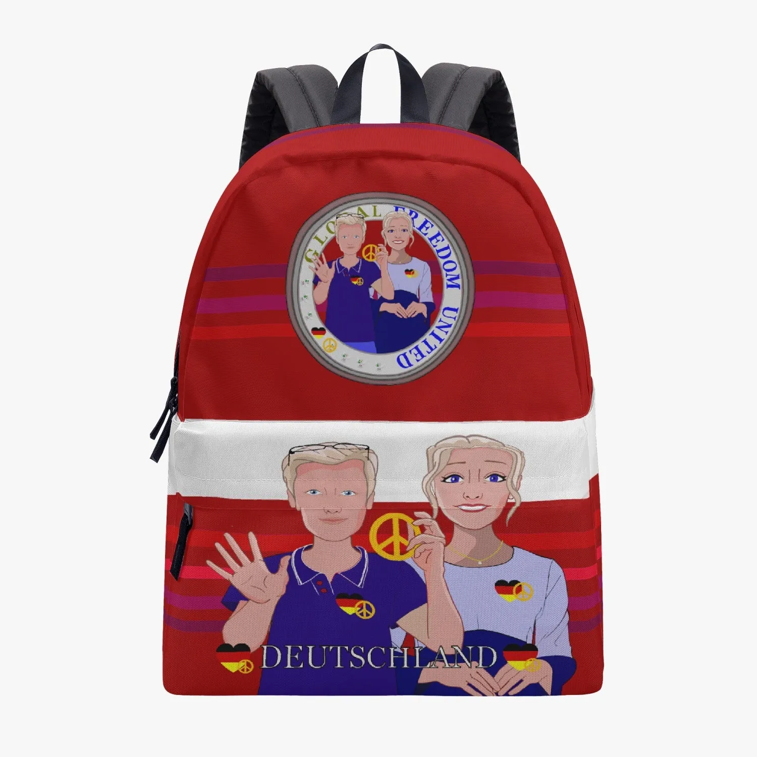 All-over-print Canvas Backpack GLOBAL FREEDOM UNITED COUPLE EDITION GERMANY V2 RED