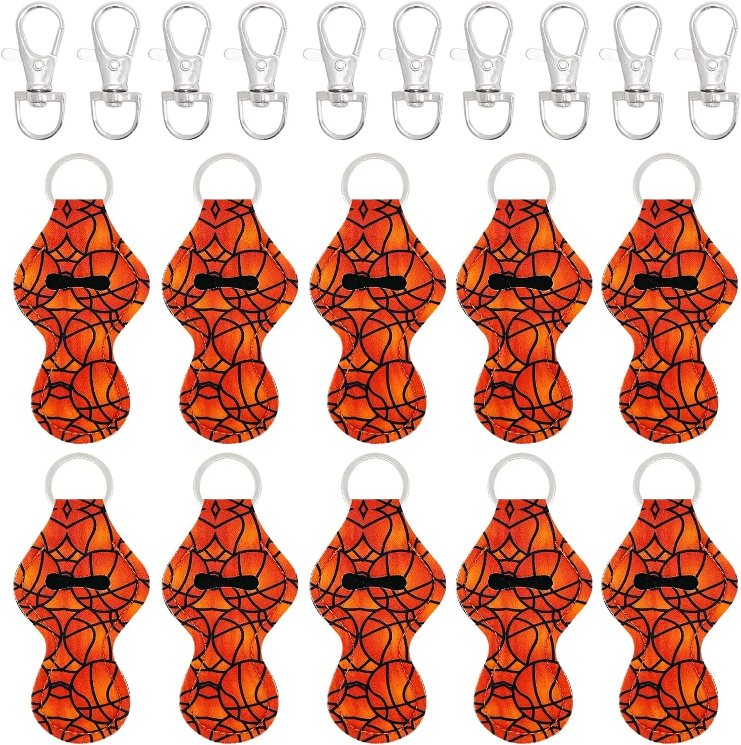 allydrew 10 Pack Chapstick Holder Keychain with 10 Pieces Metal Clasps