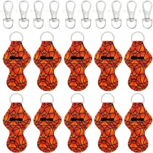 allydrew 10 Pack Chapstick Holder Keychain with 10 Pieces Metal Clasps