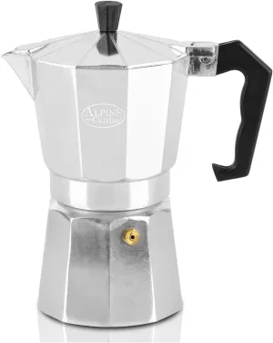 Alpine Cuisine Stovetop Espresso Maker 12.5 Oz, 9 Espresso Cups Moka Pot for Classic Italian and Cuban Coffee Maker, Aluminum Moka Pot, Makes Delicious Coffee, Excellent Camping Coffee Pot