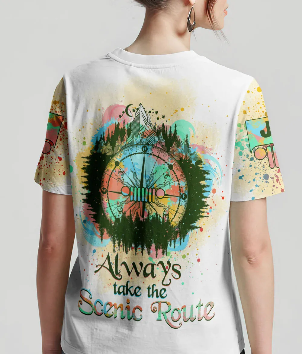 Always Take The Scenic Route Compass Colorful T Shirt