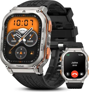AMAZTIM Military Smart Watch with GPS, 6 Satellite Positioning/Compass, Stainless Steel Body, 50M Waterproof, 40 Days Extra-Long Battery, Answer/Make Call, 2" AMOLED Screen, Compatible for Android iOS