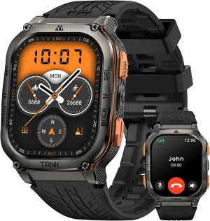 AMAZTIM Military Smart Watch with GPS, 6 Satellite Positioning/Compass, Stainless Steel Body, 50M Waterproof, 480mAh Extra-large battery, Answer/Make Call, 2" AMOLED Screen, Compatible for Android iOS