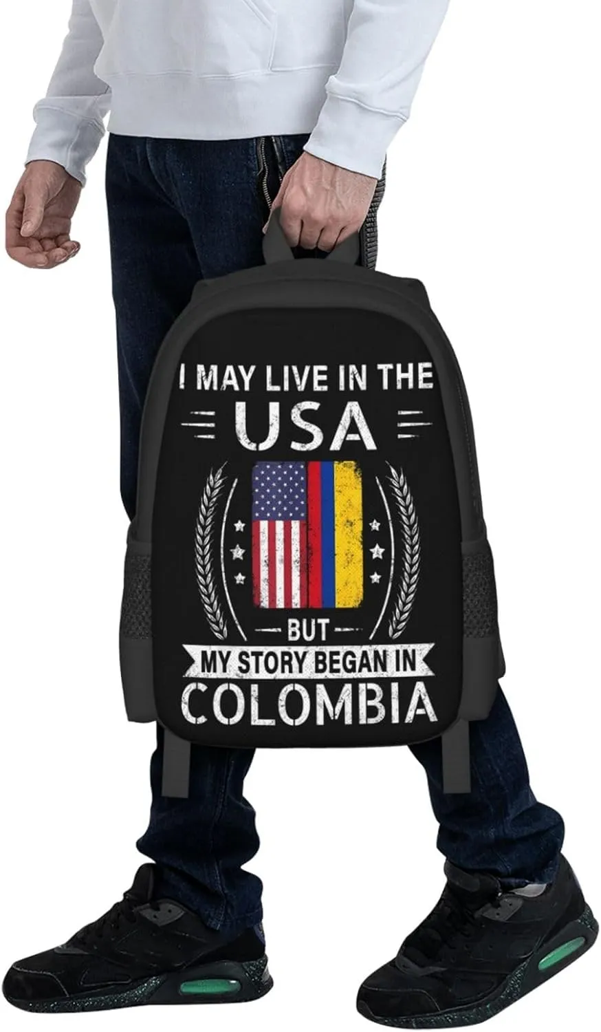 American Colombian Flag My Story Began In Colombia Casual Backpack Large Capacity Backpacks 15 Inch Laptop Back Pack Travel Rucksack Daypack Commuter Bags with Adjustable Strap for Camping