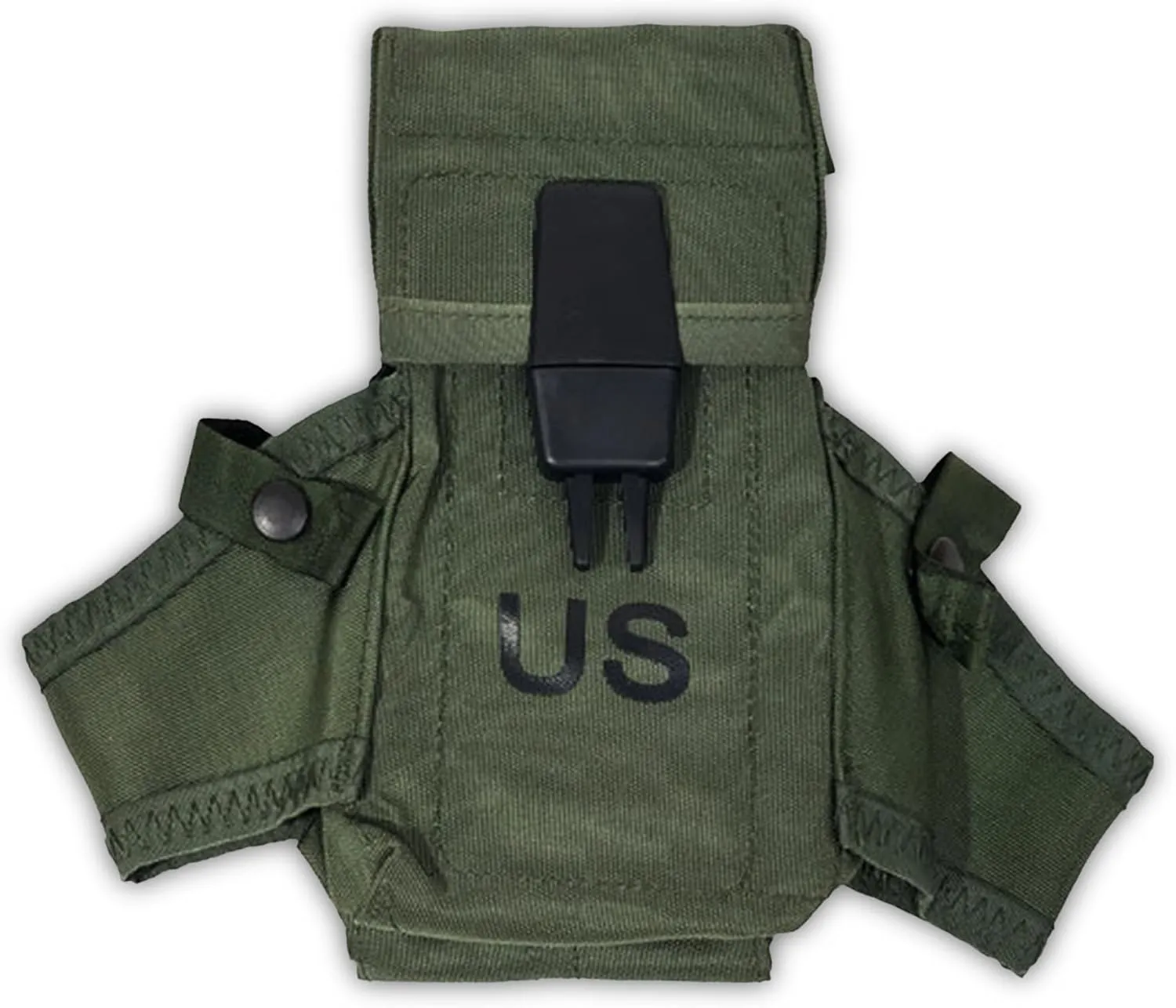 Ammo Can Man US Military Issue OD Olive Drab Green Rifle Magazine Mag Ammo Small Arms Pouch Case with Dual Grenade Carrier and Alice Attachment Clips