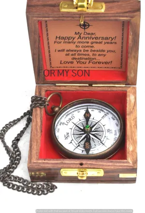 Anniversary Brass Compass Gift for Him or Her - Unique Gift Ideas for Husband or Wife, Men Wedding Anniversary 50th 40th 25th 20th 10th 1st Year Celebration,
