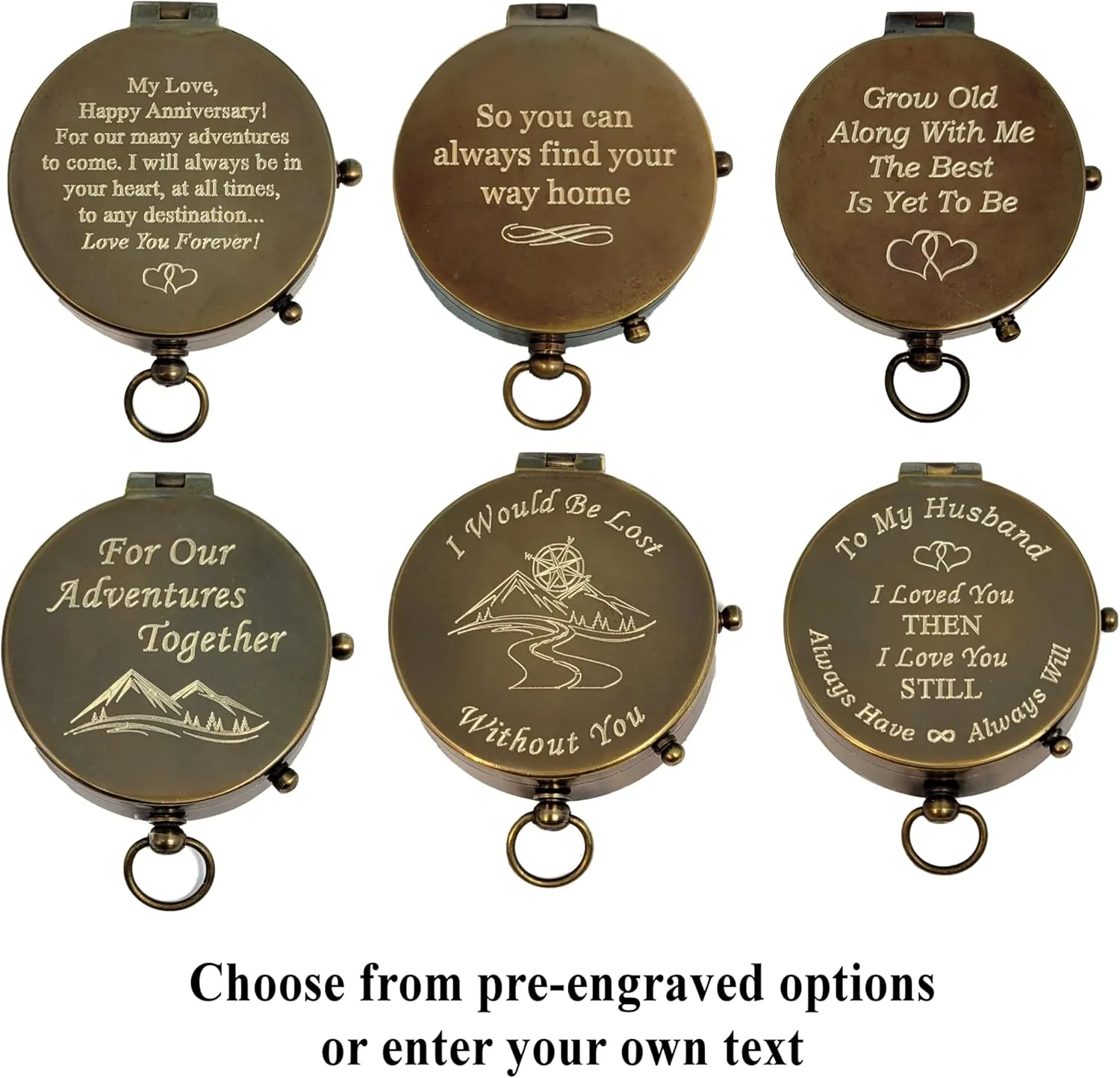 Anniversary Compass Gifts for Husband, Boyfriend, Men, Him | Engraved Compass Personalized | Wedding Gift Compasses to Groom, Bride, Fiancé, Her, Wife, Girlfriend, Spouse