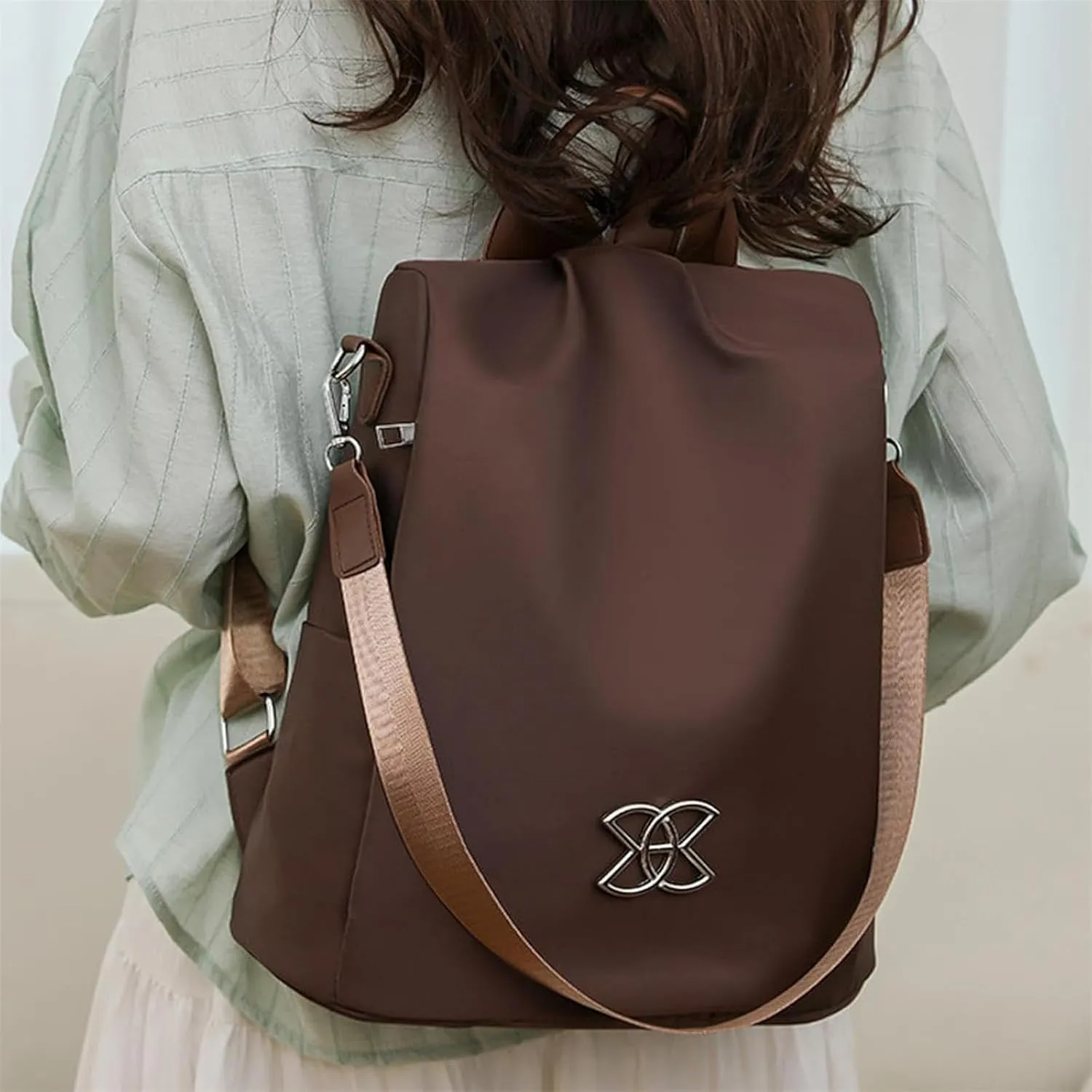 Anti-Theft Large Capacity Backpack, Women Large Capacity Travel Backpack, Leisure Shoulder Bag, For all Occasions (Brown)