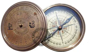 Antique Brass Pocket Sundial Compass for Navigation for Outdoor Activities Camping Hiking 3 inch