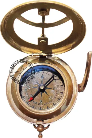 Antique Brass Pocket Sundial Compass for Navigation Outdoor Activities Camping Hiking 3 inch