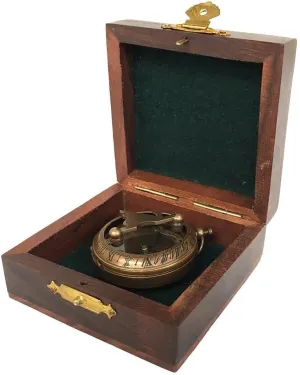 Antique Finish Pocket Sundial Compass 45mm Brass Antique Finish