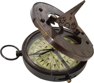 Antique Sundial Compass Working Magnetic Tool Brass Finish Solid Brass Compass Ships Navigational Nautical Pocket Portable Device