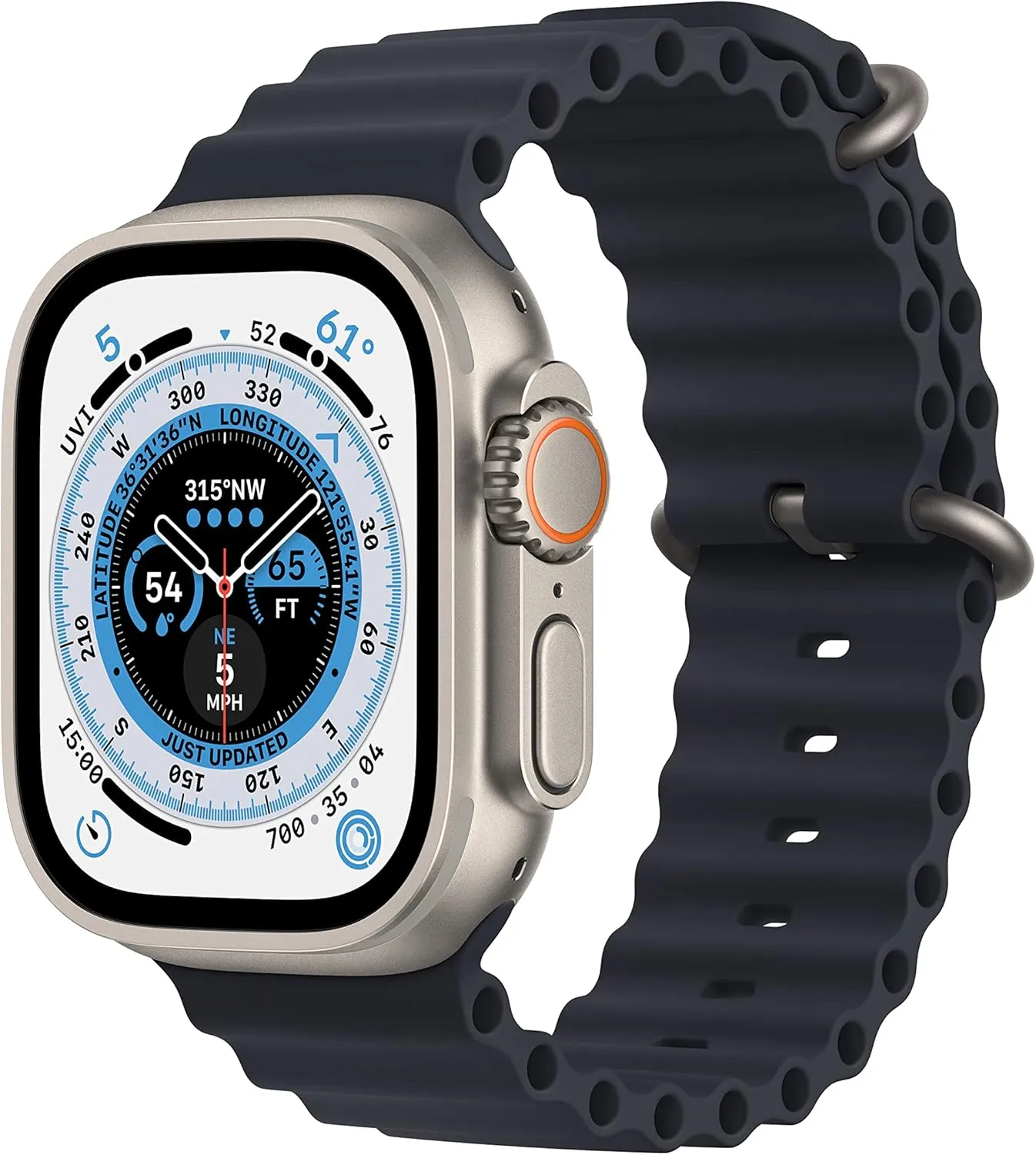 Apple Watch Ultra [GPS   Cellular 49mm] Titanium Case with Midnight Ocean Band, One Size (Renewed Premium)