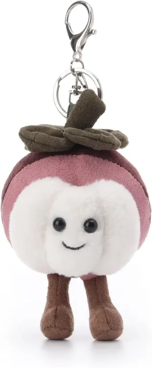 Apricot Lamb Fresh Mangosteen Cute Keychain, Soft Stuffed Plush Toy Keyring for Kids' Backpack, Purse, 4 Inches