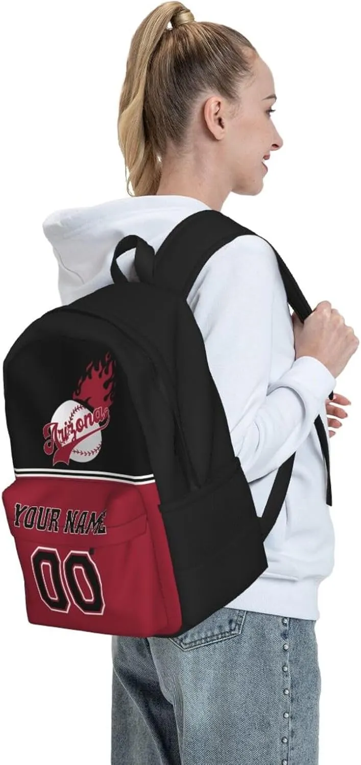 Arizona Backpack,Custom Baseball Sports Backpack With Name And Number,Personalized High Capacity Casual Laptop Bag Travel Bag Gifts For Fans Men Women