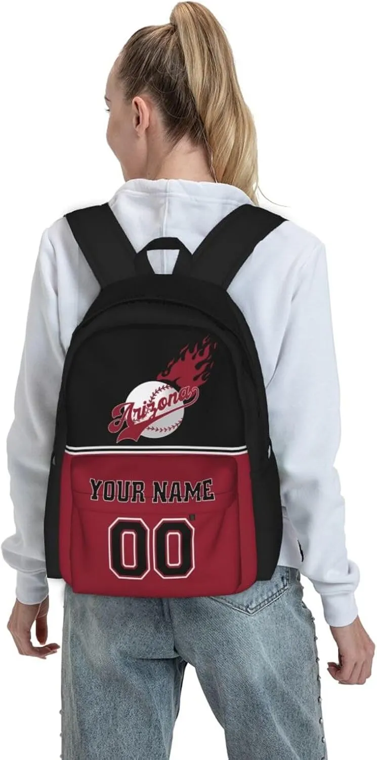 Arizona Backpack,Custom Baseball Sports Backpack With Name And Number,Personalized High Capacity Casual Laptop Bag Travel Bag Gifts For Fans Men Women