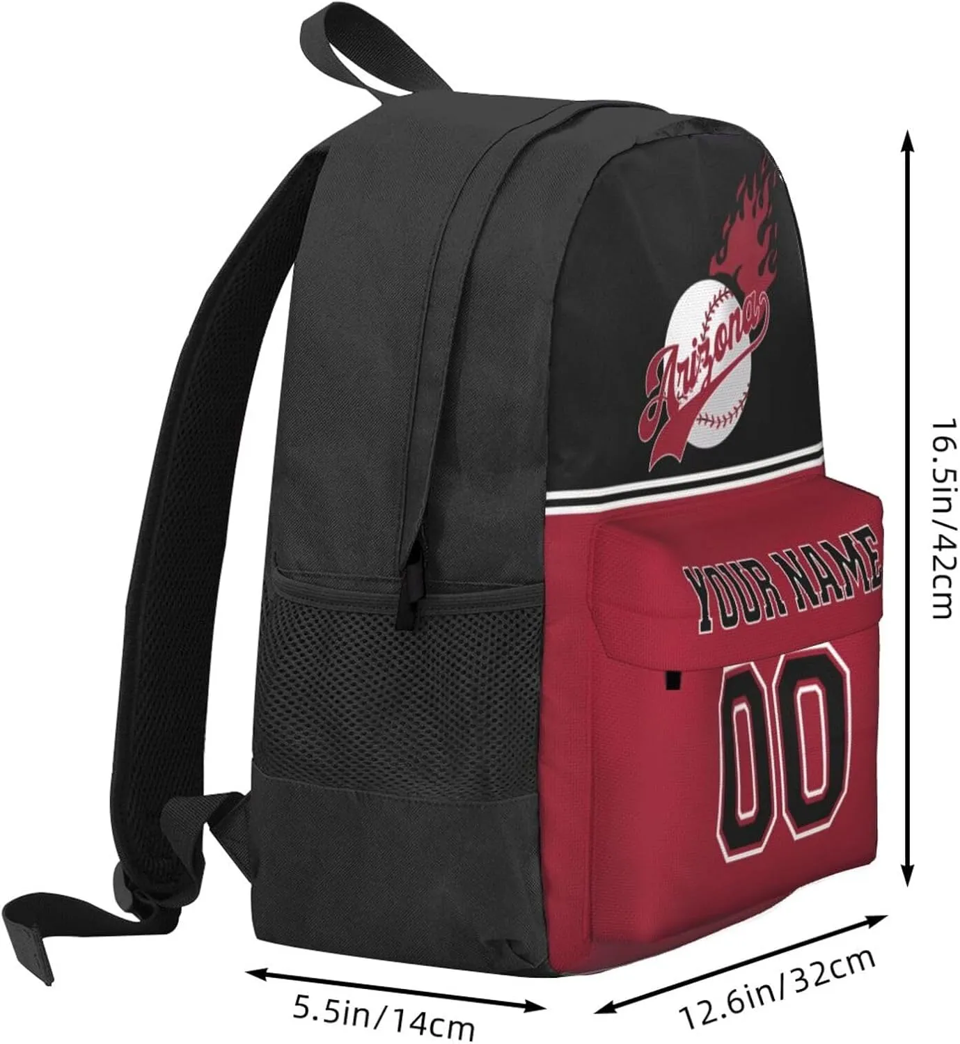 Arizona Backpack,Custom Baseball Sports Backpack With Name And Number,Personalized High Capacity Casual Laptop Bag Travel Bag Gifts For Fans Men Women